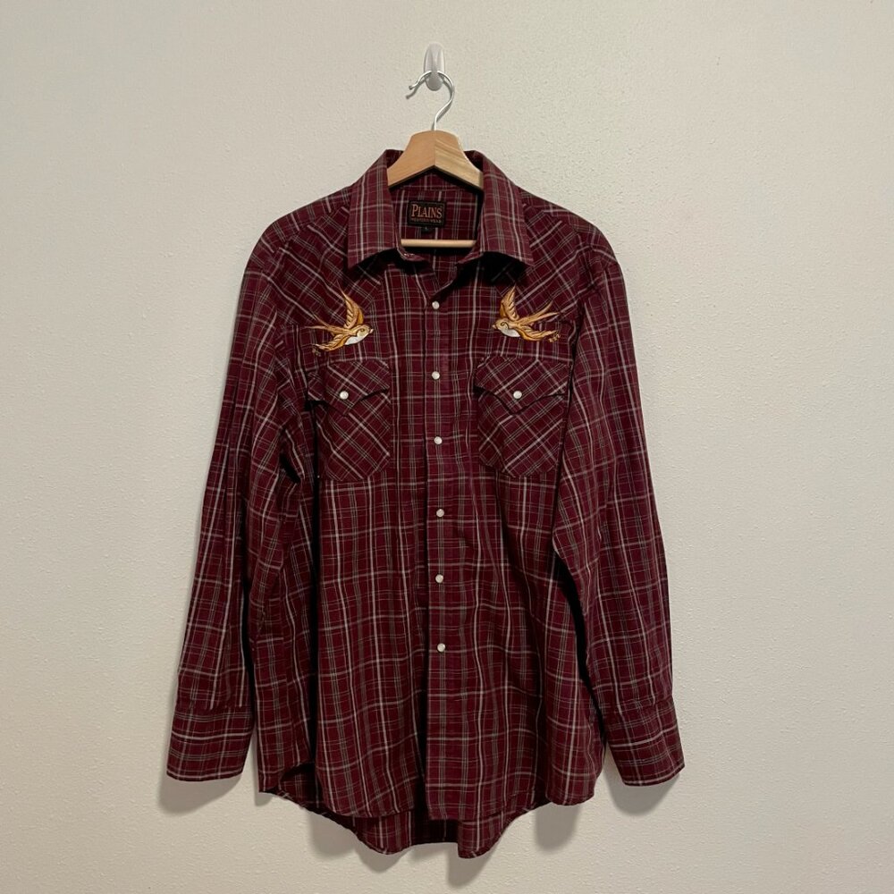 Vintage Western Embroidered Pearl Snap